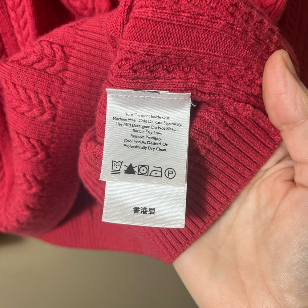 Eddie Bauer V-Neck Cable Knit Sweater Coral Pink 3/4 Sleeve XXL Minimalist - Picture 4 of 7